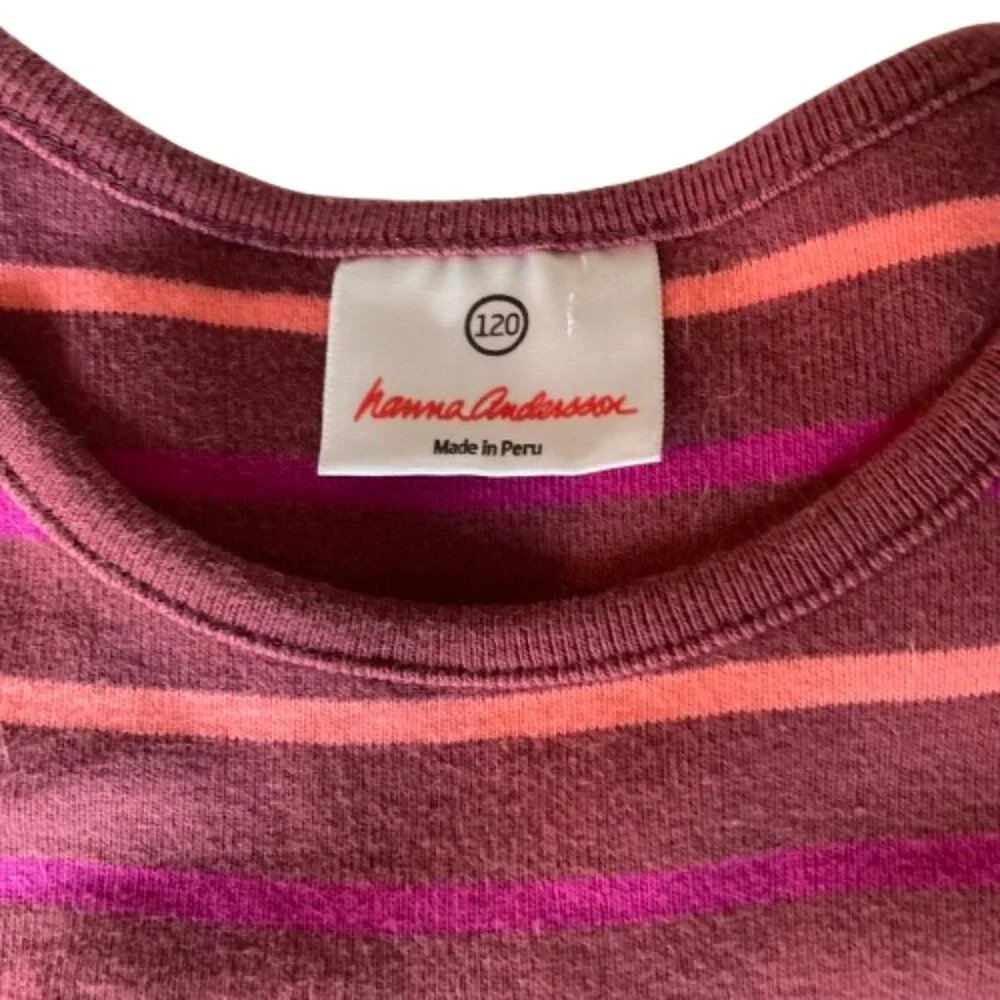 Hanna Andersson Classic Play Dress LS Striped Soft Cotton Knit, sz 120, sz 6 - 7